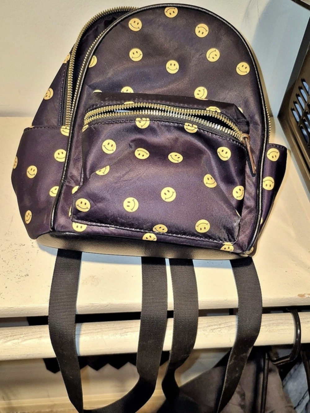 Like Dreams Black & Yellow Polka Dot Backpack